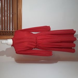 Vintage Miss Oops California pinstripe pleated chest red dress size 8